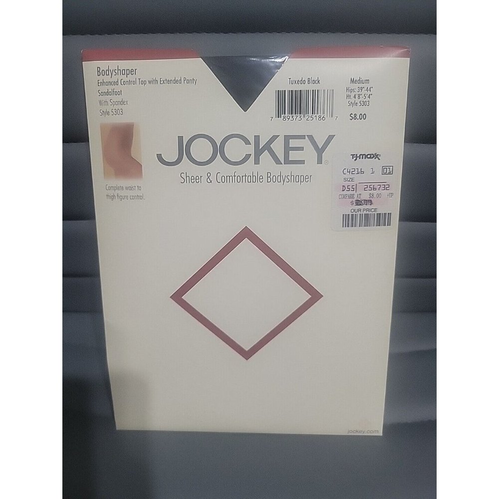 Jockey Bodyshaper Pantyhose Control Top Sandalfoot 5303 Tuxedo Black Medium